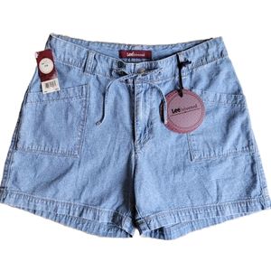 NWT LEE Riveted Denim Shorts Women's Size 10 Jeans Drawstring Pockets